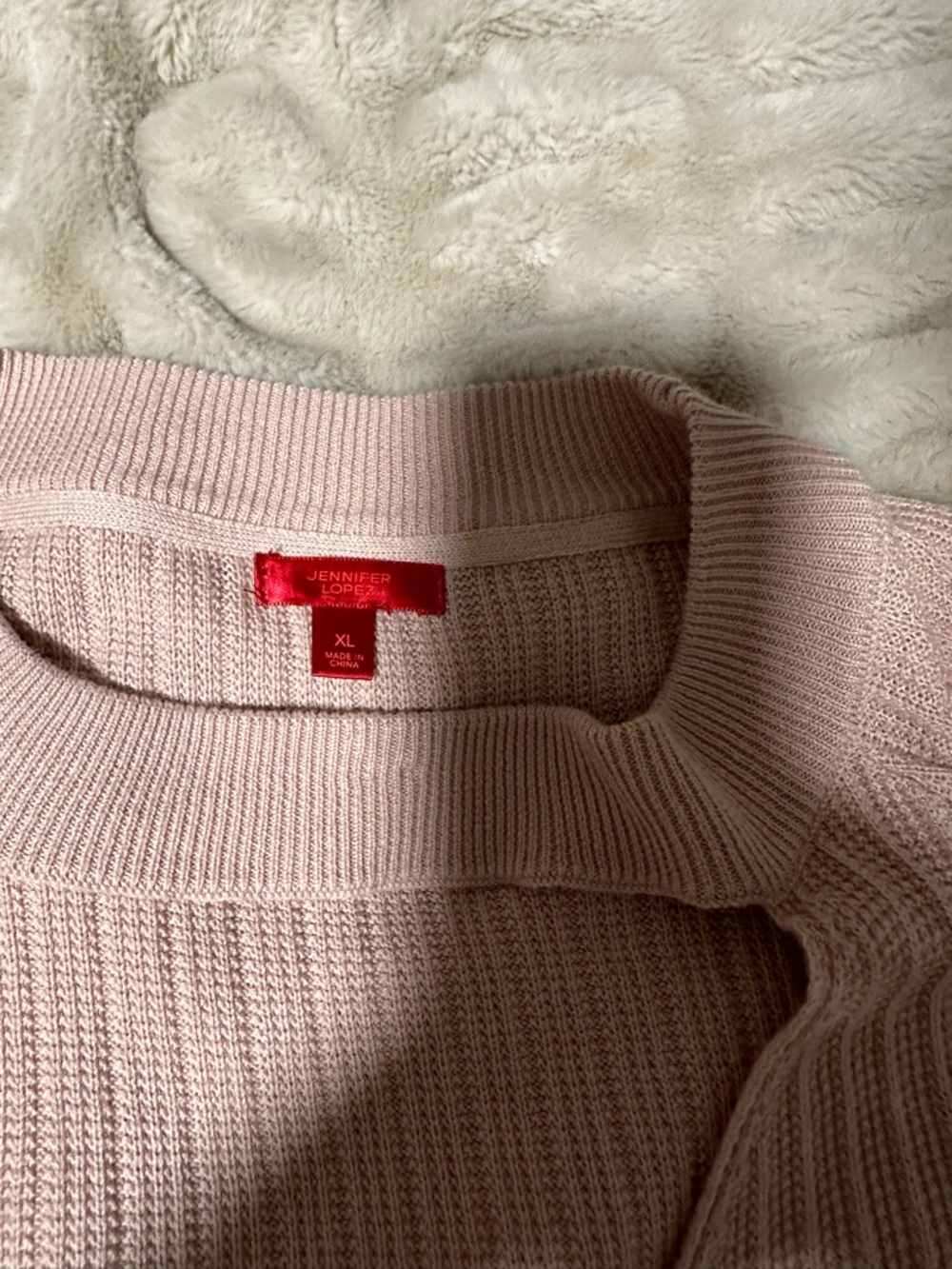 Jennifer Lopez Light Pink Ribbed Sweater